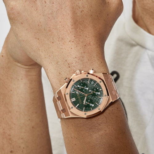 Audemars Piguet Royal Oak Super Clone 26240OR.OO.1320OR.04 Chronograph '50th Anniversary' Rose Gold Khaki Green Dial (2022) Swiss 3285 Movement